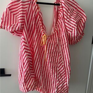 Striped Red and White Women's Top